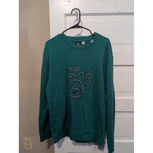 LRG Lifted Research Group Teal Green Graphic Logo Crewneck Sweatshirt Mens L